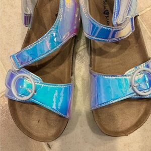 Kids Iridescent Blue Holographic Sandals